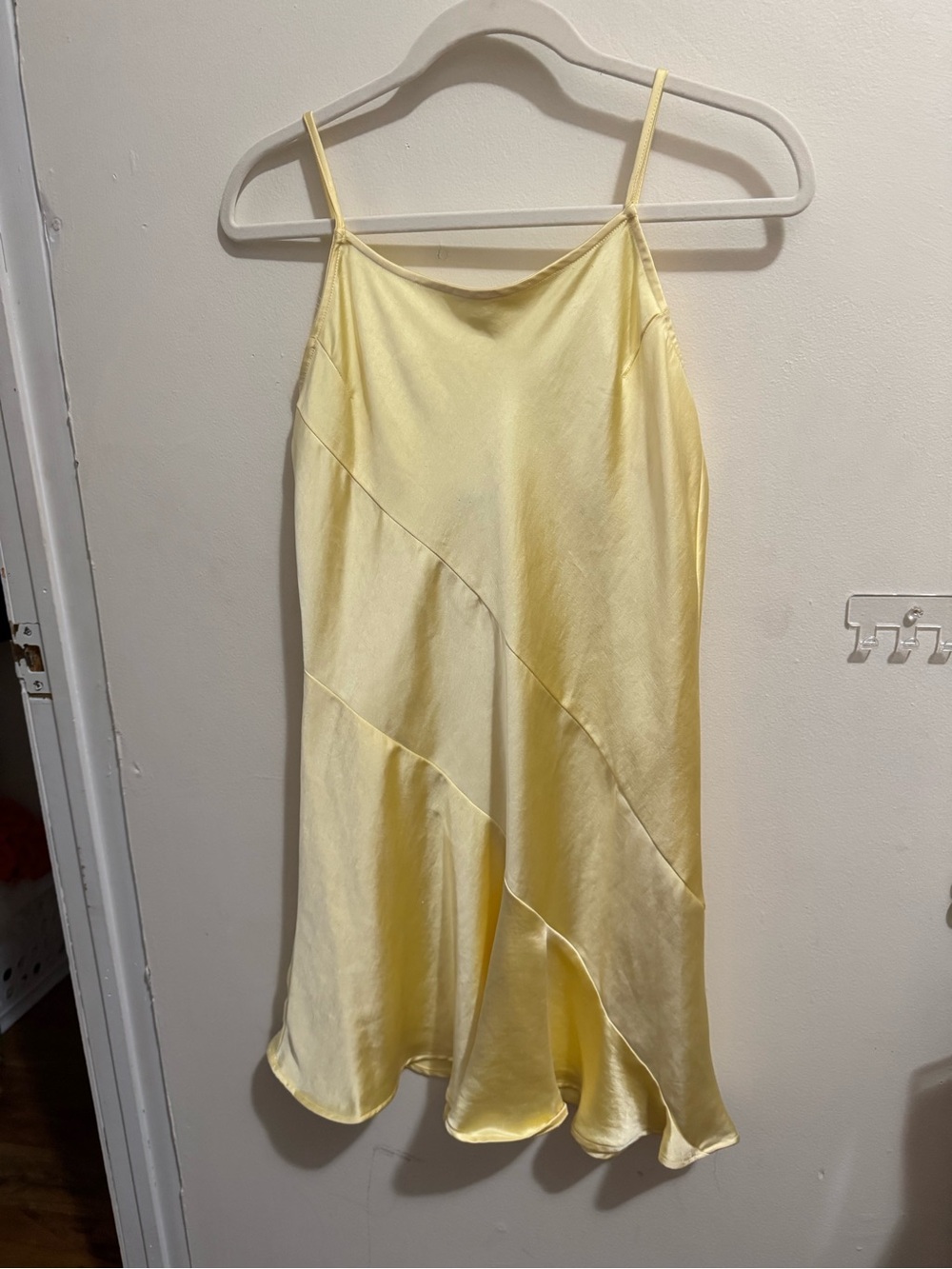 Yellow Satin Mini Slip Dress - Sleeveless